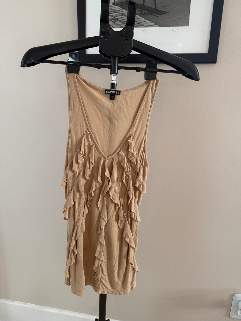 Express Beige Ruffle Tank Dress